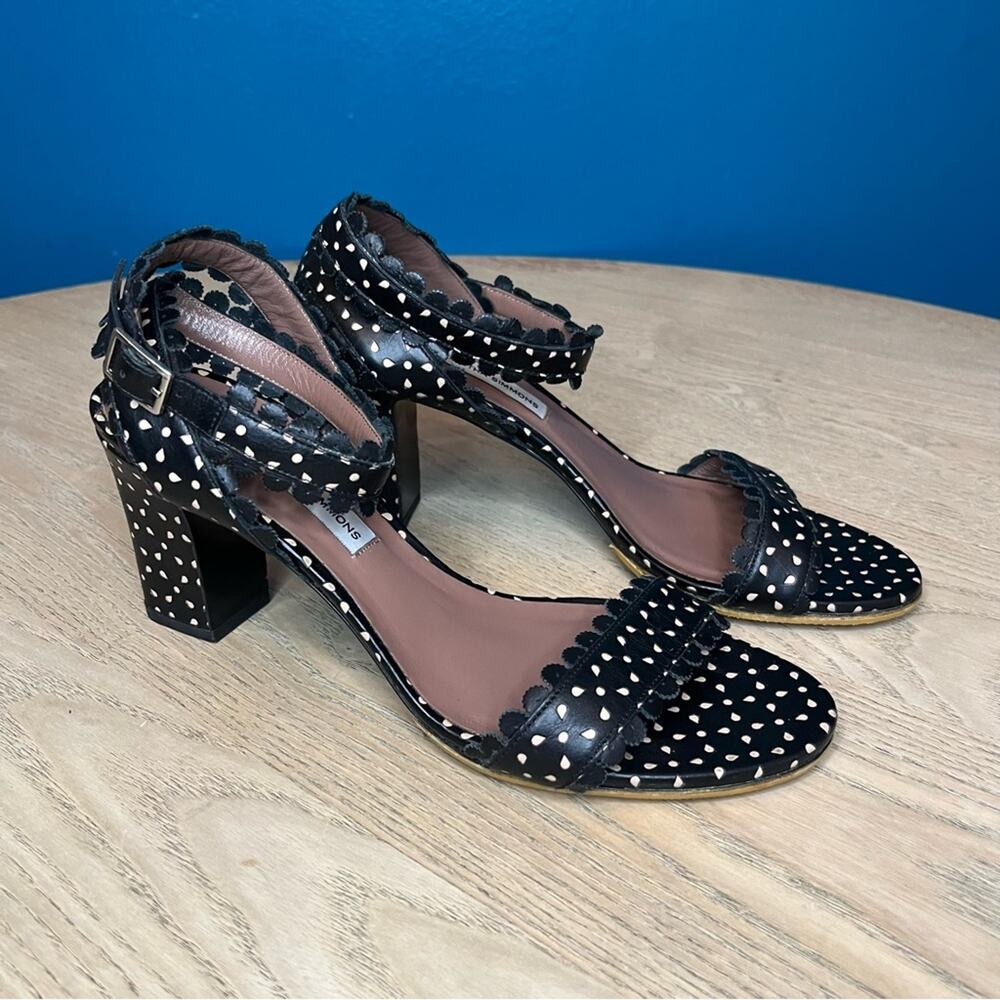Tabitha Simmons Leticia Black Perforated Ankle Strap Sandals Womens Size 38 US 8